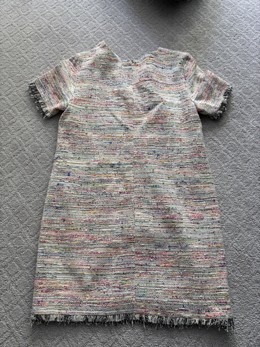 Trina Turk Cream Multicolor Tweed Shift Dress with Fuchsia Accents - Picture 11 of 16
